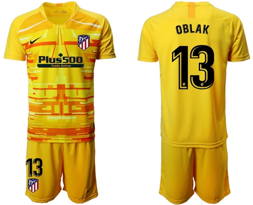 Atletico Madrid #13 Oblak Yellow Goalkeeper Soccer Club Jersey