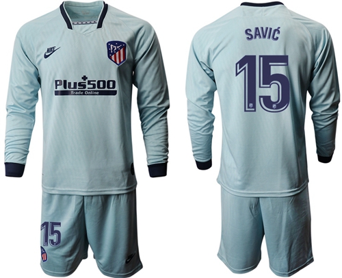 Atletico Madrid #15 Savic Third Long Sleeves Soccer Club Jersey