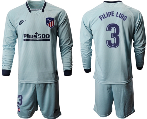 Atletico Madrid #3 Filipe Luis Third Long Sleeves Soccer Club Jersey