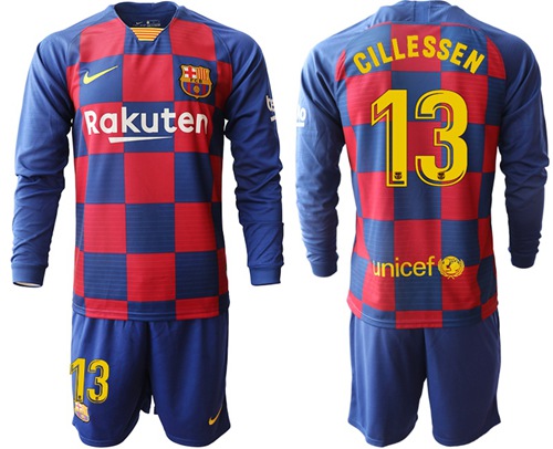 Barcelona #13 Cillessen Home Long Sleeves Soccer Club Jersey