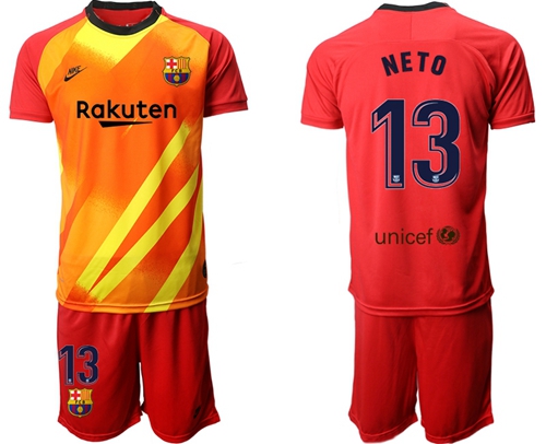 Barcelona #13 Neto Red Goalkeeper Soccer Club Jersey