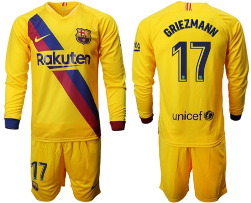 Barcelona #17 Griezmann Away Long Sleeves Soccer Club Jersey