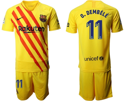 Barcelona #11 O.Dembele Yellow Soccer Club Jersey