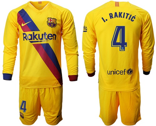 Barcelona #4 I.Rakitic Away Long Sleeves Soccer Club Jersey