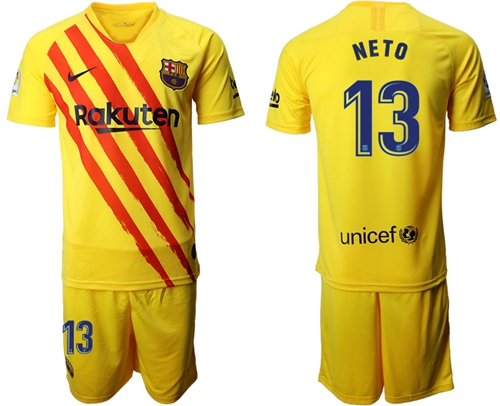 Barcelona #13 Neto Yellow Soccer Club Jersey