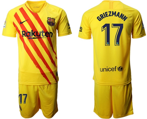 Barcelona #17 Griezmann Yellow Soccer Club Jersey