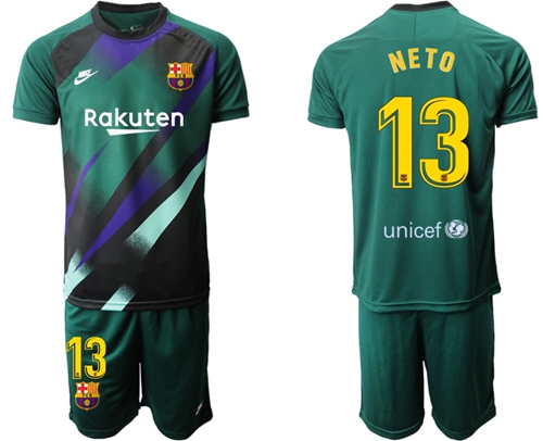 Barcelona #13 Neto Green Goalkeeper Soccer Club Jersey
