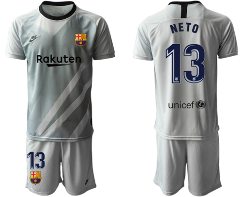Barcelona #13 Neto Grey Goalkeeper Soccer Club Jersey