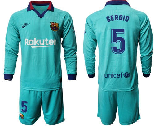 Barcelona #5 Sergio Third Long Sleeves Soccer Club Jersey