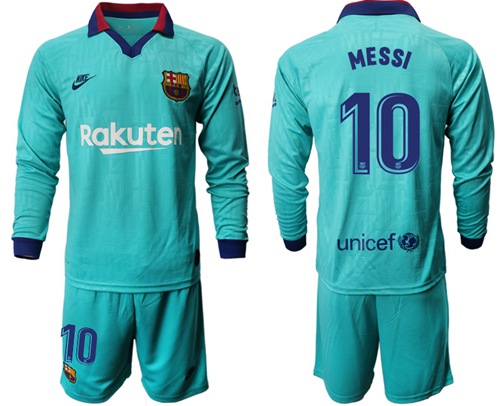 Barcelona #10 Messi Third Long Sleeves Soccer Club Jersey