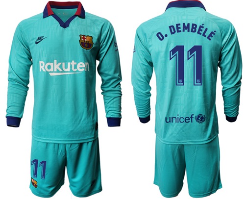 Barcelona #11 O.Dembele Third Long Sleeves Soccer Club Jersey