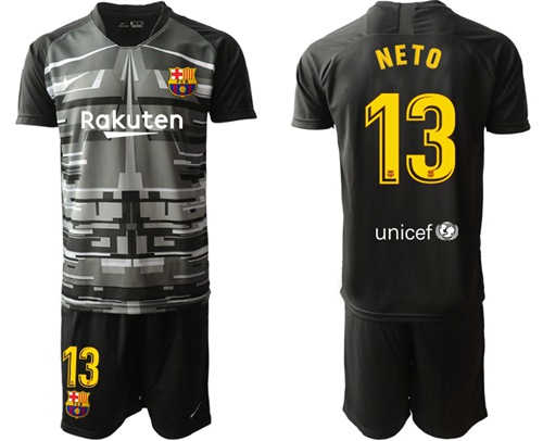 Barcelona #13 Neto Black Goalkeeper Soccer Club Jersey