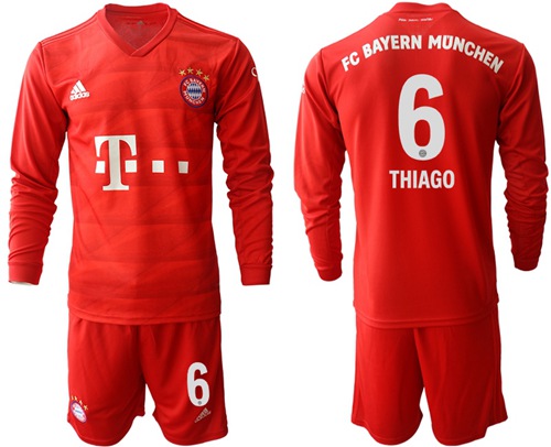 Bayern Munchen #6 Thiago Home Long Sleeves Soccer Club Jersey