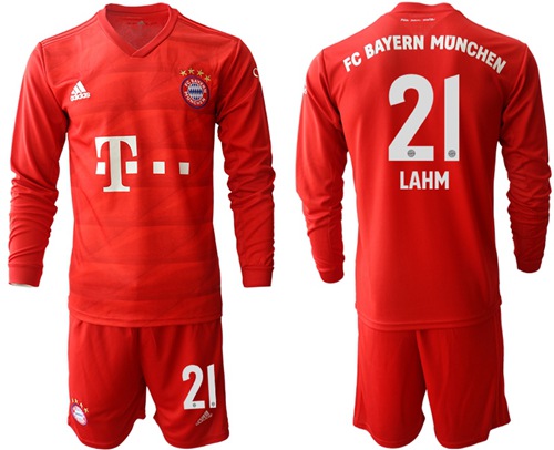 Bayern Munchen #21 Lahm Home Long Sleeves Soccer Club Jersey