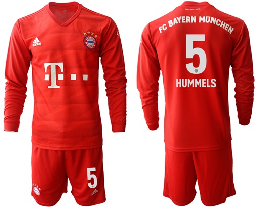 Bayern Munchen #5 Hummels Home Long Sleeves Soccer Club Jersey