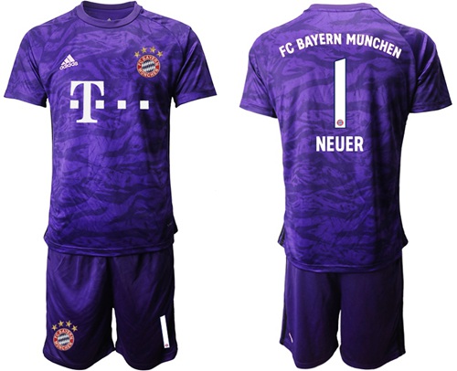 Bayern Munchen #1 Neuer Purple Goalkeeper Soccer Club Jersey