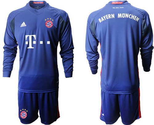 Bayern Munchen Blank Blue Goalkeeper Long Sleeves Soccer Club Jersey