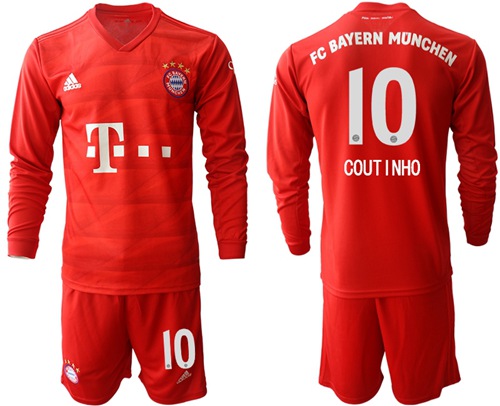 Bayern Munchen #10 Coutinho Home Long Sleeves Soccer Club Jersey