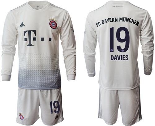 Bayern Munchen #19 Davies Away Long Sleeves Soccer Club Jersey