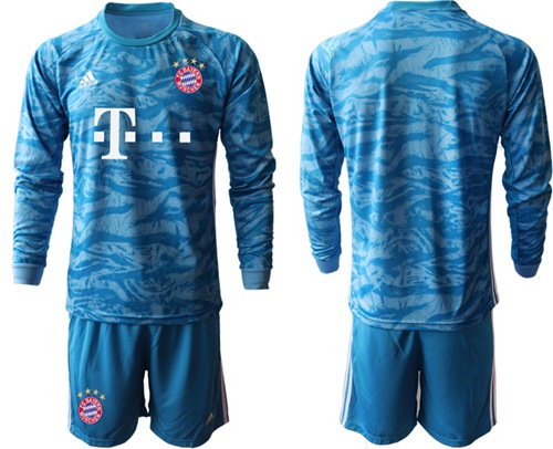 Bayern Munchen Blank Light Blue Goalkeeper Long Sleeves Soccer Club Jersey