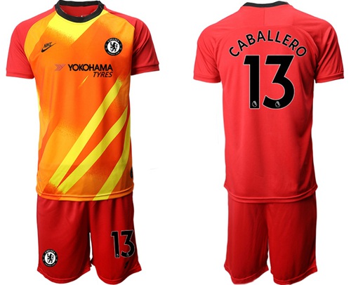 Chelsea #13 Caballero Red Goalkeeper Soccer Club Jersey