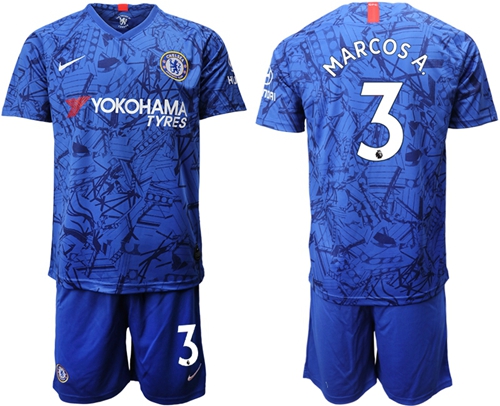 Chelsea #3 Marcos.A Home Soccer Club Jersey