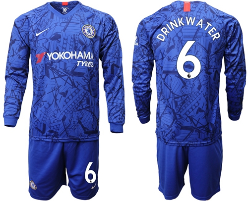 Chelsea #6 Drink Water Home Long Sleeves Soccer Club Jersey
