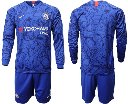 Chelsea Blank Home Long Sleeves Soccer Club Jersey