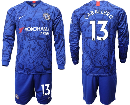 Chelsea #13 Caballero Home Long Sleeves Soccer Club Jersey