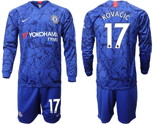 Chelsea #17 Kovacic Home Long Sleeves Soccer Club Jersey