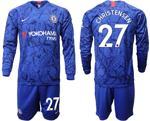 Chelsea #27 Christensen Home Long Sleeves Soccer Club Jersey