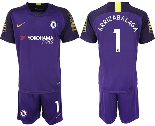 Chelsea #1 Arrizabalaga Purple Goalkeeper Soccer Club Jersey