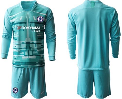 Chelsea Blank Light Blue Goalkeeper Long Sleeves Soccer Club Jersey