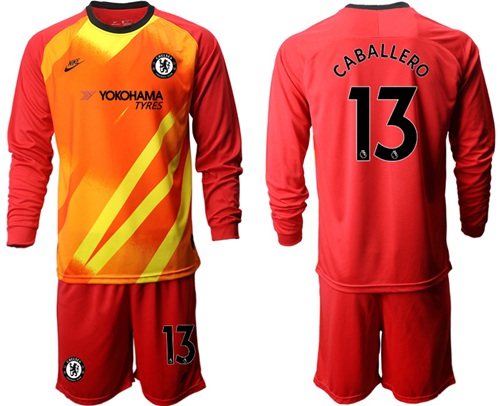 Chelsea #13 Caballero Red Goalkeeper Long Sleeves Soccer Club Jersey