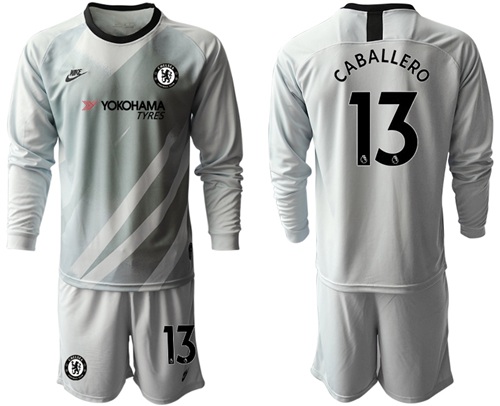 Chelsea #13 Caballero Grey Goalkeeper Long Sleeves Soccer Club Jersey