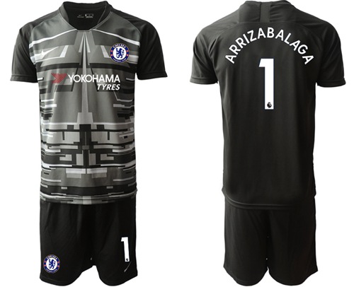 Chelsea #1 Arrizabalaga Black Goalkeeper Soccer Club Jersey