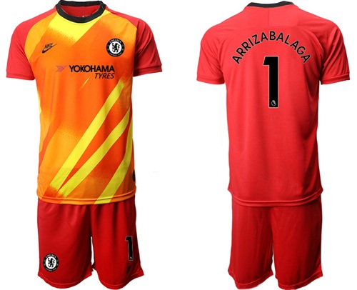 Chelsea #1 Arrizabalaga Red Goalkeeper Soccer Club Jersey