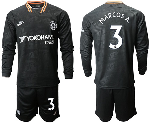 Chelsea #3 Marcos A. Third Long Sleeves Soccer Club Jersey