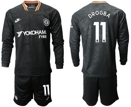 Chelsea #11 Drogba Third Long Sleeves Soccer Club Jersey