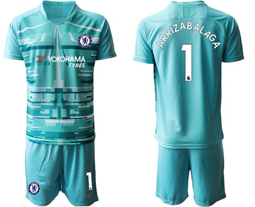 Chelsea #1 Arrizabalaga Light Blue Goalkeeper Soccer Club Jersey