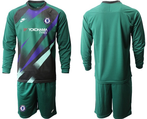 Chelsea Blank Green Goalkeeper Long Sleeves Soccer Club Jersey