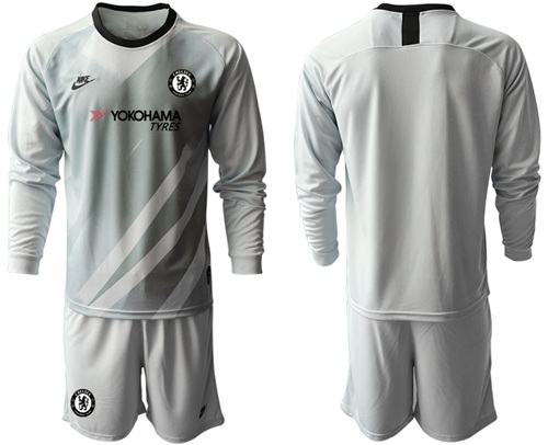 Chelsea Blank Grey Goalkeeper Long Sleeves Soccer Club Jersey