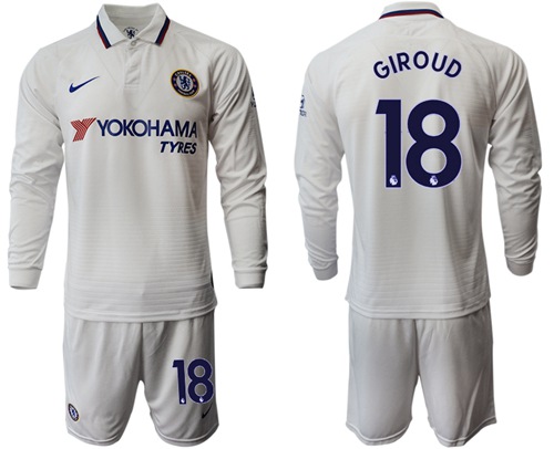 Chelsea #18 Giroud Away Long Sleeves Soccer Club Jersey