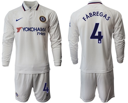 Chelsea #4 Fabregas Away Long Sleeves Soccer Club Jersey