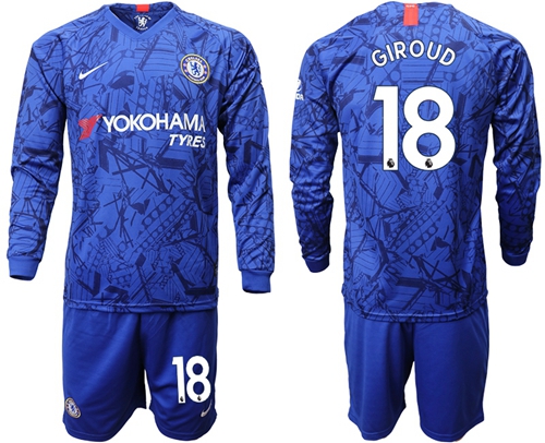 Chelsea #18 Giroud Home Long Sleeves Soccer Club Jersey