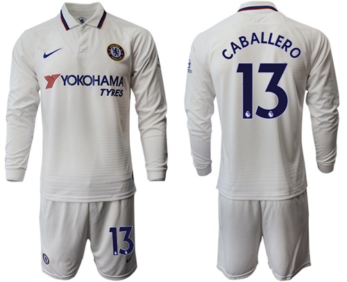 Chelsea #13 Caballero Away Long Sleeves Soccer Club Jersey
