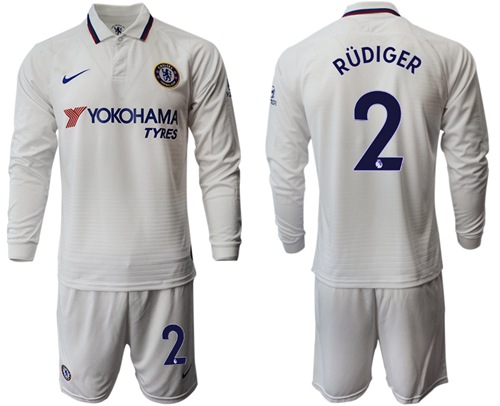 Chelsea #2 Rudiger Away Long Sleeves Soccer Club Jersey