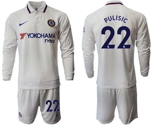 Chelsea #22 Pulisic Away Long Sleeves Soccer Club Jersey