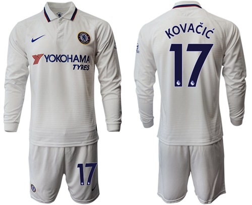 Chelsea #17 Kovacic Away Long Sleeves Soccer Club Jersey