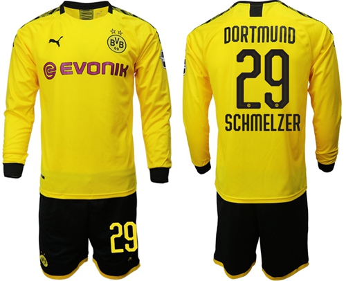 Dortmund #29 Schmelzer Home Long Sleeves Soccer Club Jersey